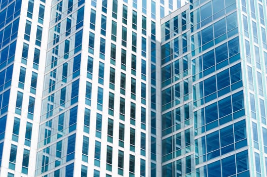 close-up of a modern skyscraper office building
