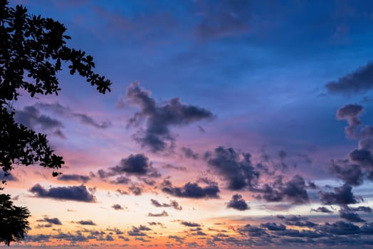 Beautiful landscape colorful sky and cloud during sunset in Thailand for background
