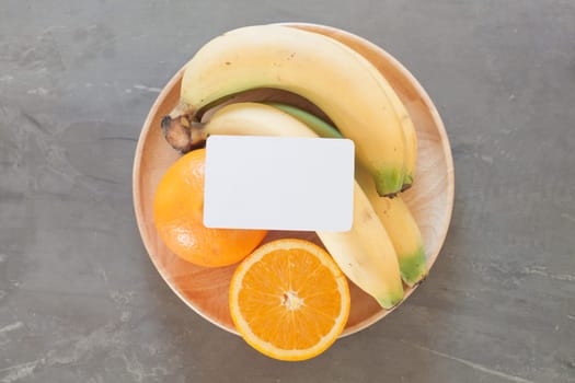 Healthy fruits with oranges and bananas, stock photo