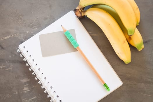 Shopping list with Healthy fruits, stock photo
