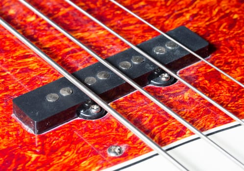 Bass Guitar Pickups Close Up macro image.