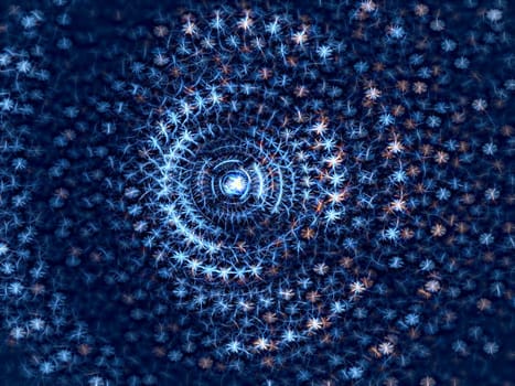 Abstract computer-generated image swirl consisting of small flowers or stars
