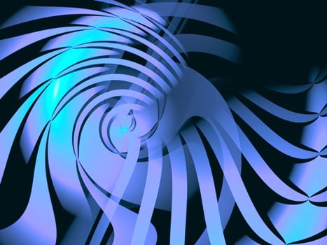 Abstract digitally generated blue image of curls like a shrimp