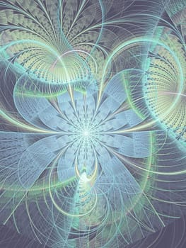 Abstract digitally generated pale image striped flower