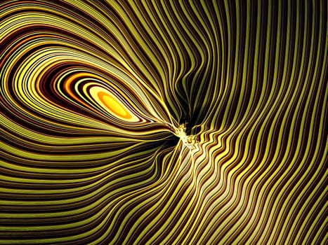 Abstract computer-generated yellow image psychedelic twisted stripes background