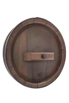 Old oak barrel insulated on white