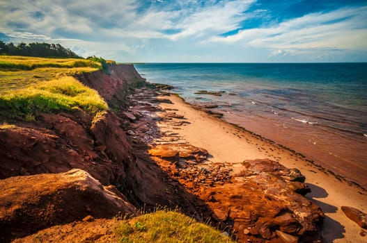 Eroded beach cliff Prince Edward Island Canada