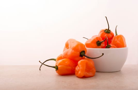 Approach and details a set of chiles habaneros. Typical of mérida, yucatán. is a pepper very spicy and powerful taste.