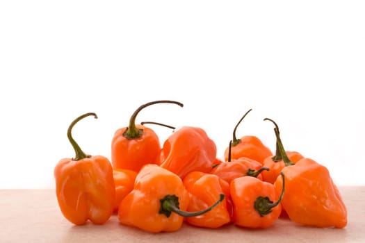 Approach and details a set of chiles habaneros. Typical of mérida, yucatán. is a pepper very spicy and powerful taste.