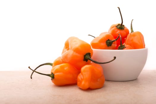 Approach and details a set of chiles habaneros. Typical of mérida, yucatán. is a pepper very spicy and powerful taste.