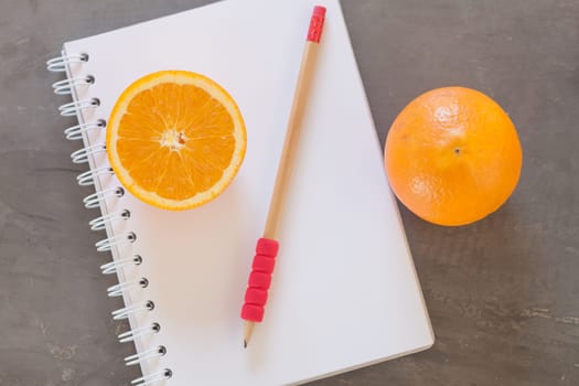 Shopping list with Healthy fruits, stock photo