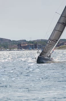 one sail competition on swedish westcoast one lonely boat