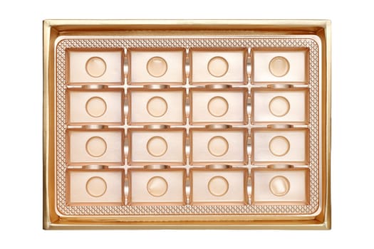 Empty confectionery box on isolated white background