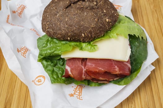 Ham and cheese sandwich on a rye bread