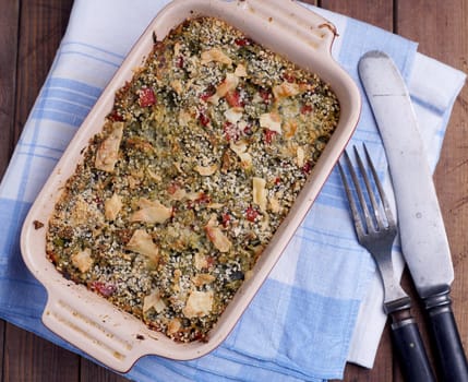 Spinach casserole healthy dinner is ready for serving