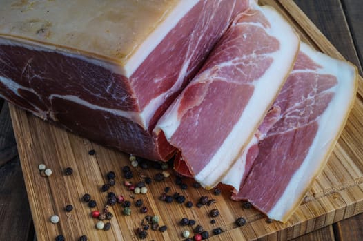 Whole prosciutto italian ham sliced for sandwich