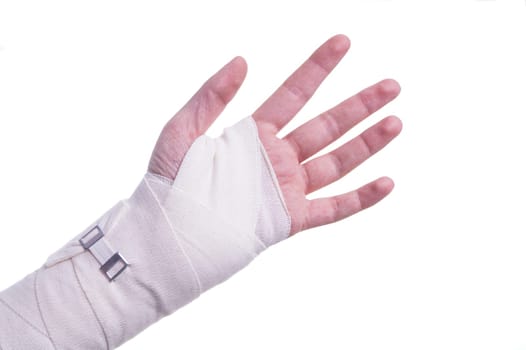 Sprained hand, Doctor helping with the Bandage