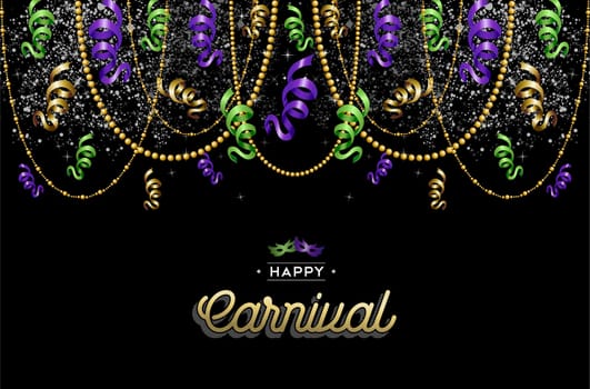 Colorful carnival background decoration with text label and party masks. EPS10 vector.