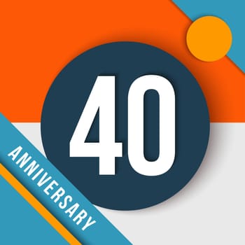 40 forty year anniversary colorful template with number, text label and geometry shapes in flat material design style. EPS10 vector.