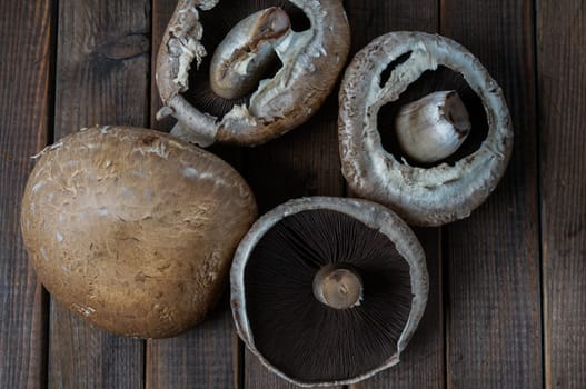 Healthy delicious autums vegetables, fresh portobello mushrooms