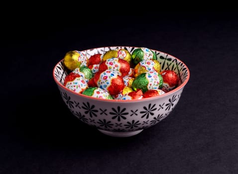 Easter egg isolated on Black background with copy space