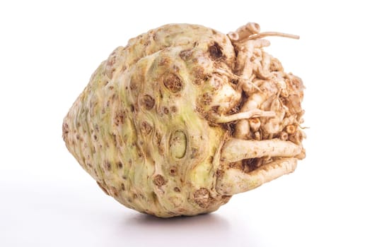 Fresh Healthy Organic celeriac isolated on White