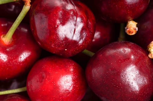 Cherry. Red Ripe Organic Fruit. Full frame, Cherries