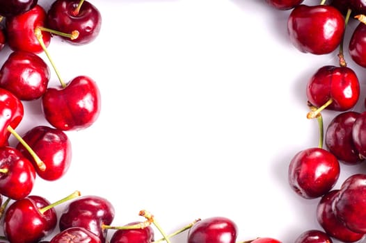 Cherry. Red Ripe Organic Fruit. with copy space. Cherries