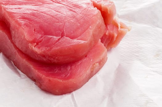 Tuna fish, fresh steaks ready for cooking an meal