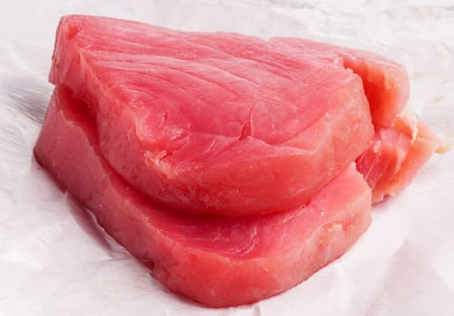 Tuna fish, fresh steaks ready for cooking an meal