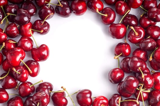 Cherry. Red Ripe Organic Fruit. with copy space