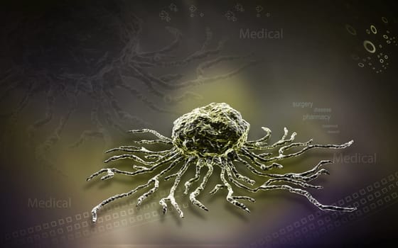 Digital illustration of stem cell in colour background