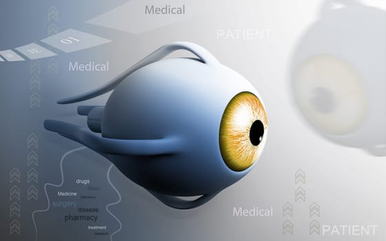 Digital illustration of eye in colour background