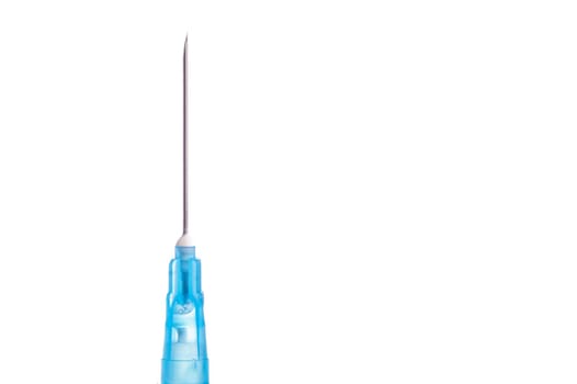 Syringe and needle filled with liquid, isolated on white