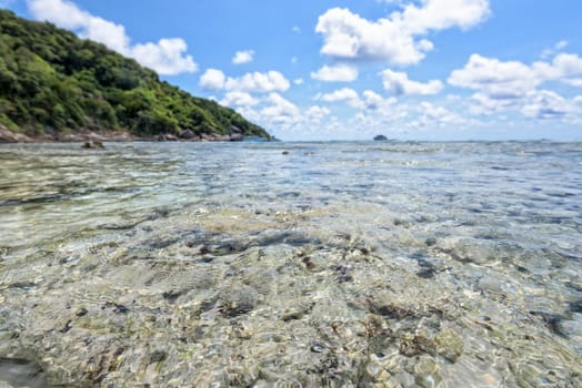 Landscape beautiful shore coral reef sea beach and summer sky above the bay at Koh Similan Island in Mu Ko Similan National Park, Phang Nga province, Thailand