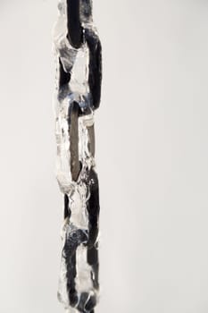 Chain Covered in Ice with a white background.