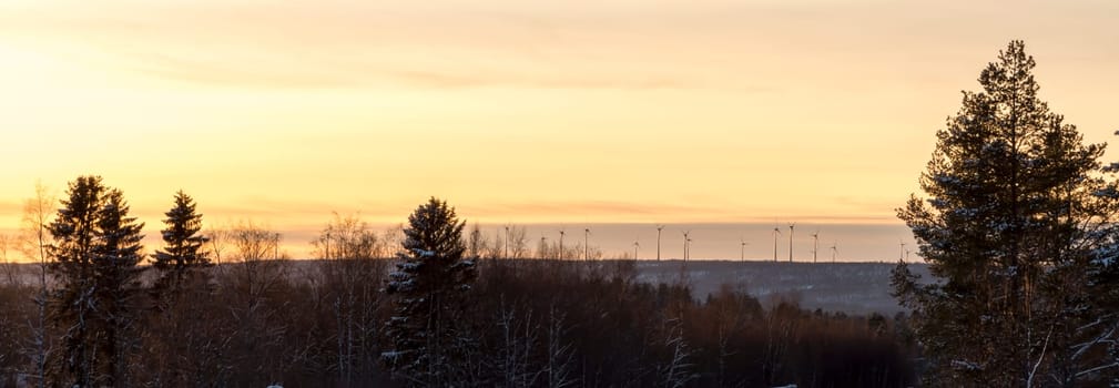 Wind Power Station in Winter in Sweden.