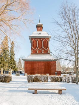 Church Building in Nordmaling, Sweden in winter.
