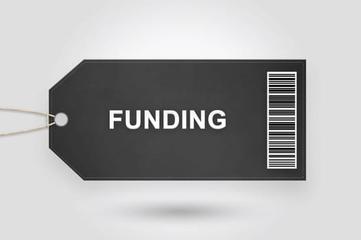 funding price tag with barcode and grey radial gradient background