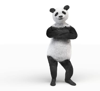 paws folded panda character on isolated white background