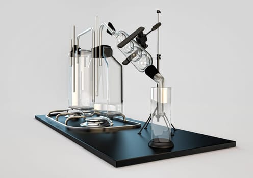 device for cooking alcohol. moonshine of transparent flasks and retorts for distillation of liquids. illustration of chemical reactions, evaporation, sublimation, getting strong alcohol.