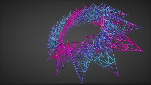 star circle shaped abstract molecule structure. complex construction chemistry atom futuristic object isolated on dark