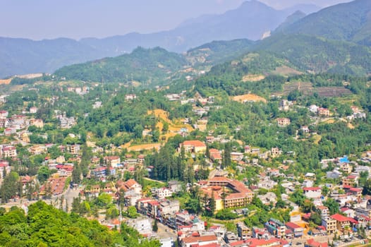 View Sapa town from Ham Rong mountain, Vietnam