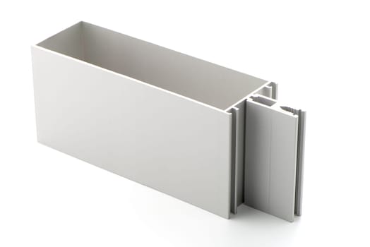 Aluminium profile sample isolated on white background.