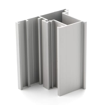 Aluminium profile sample isolated on white background.