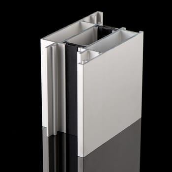 Aluminium profile sample isolated on black background.