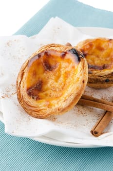 Pastel de nata, typical pastry from Lisbon - Portugal.