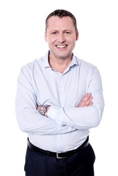 Image of a happy man with folded arms