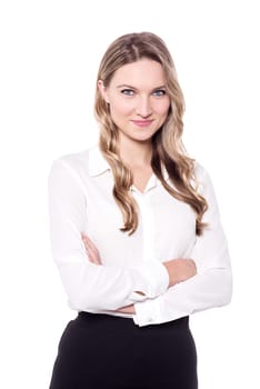 Modern business woman looking at camera with crossed arms