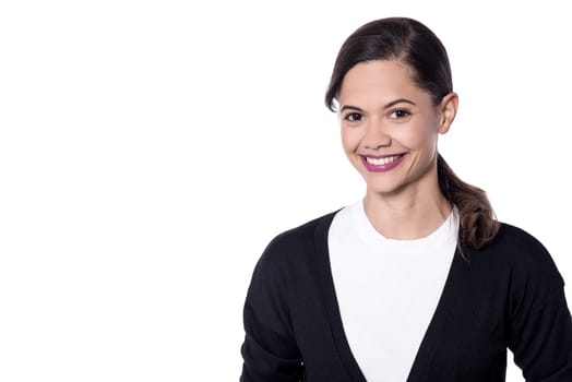 Portrait of a smiling woman looking at camera